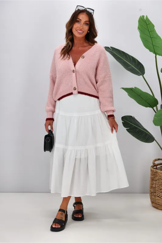 Shine On Label Brianna Tipped Cardigan Pink sold by Shine On