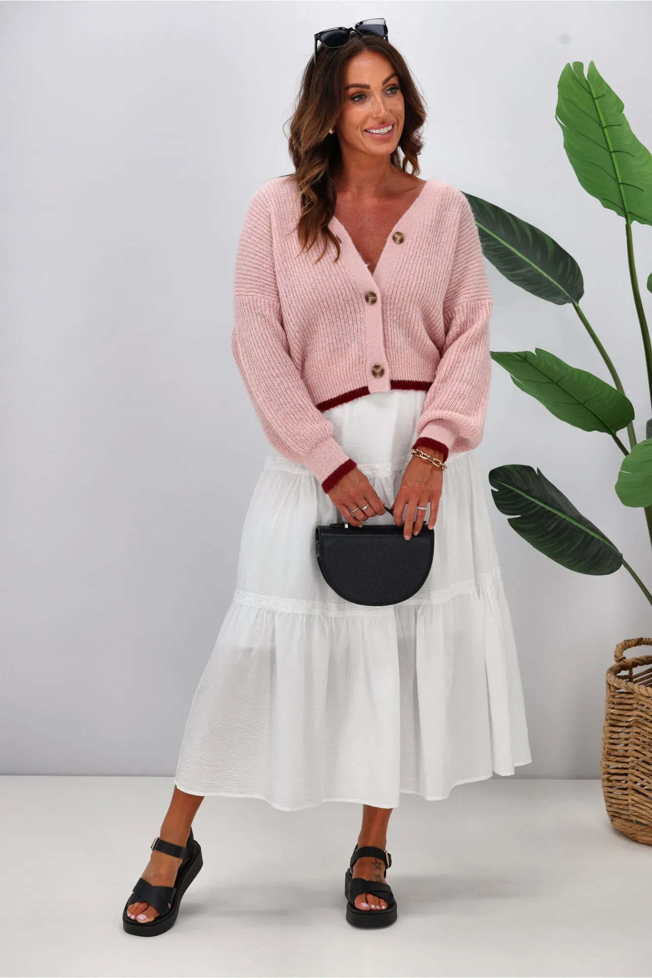 Shine On Label Brianna Tipped Cardigan Pink sold by Shine On product image thumbnail 3