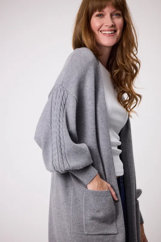 Shine On Label Wyatt Cable Knit Cardigan  Grey Marl sold by Shine On