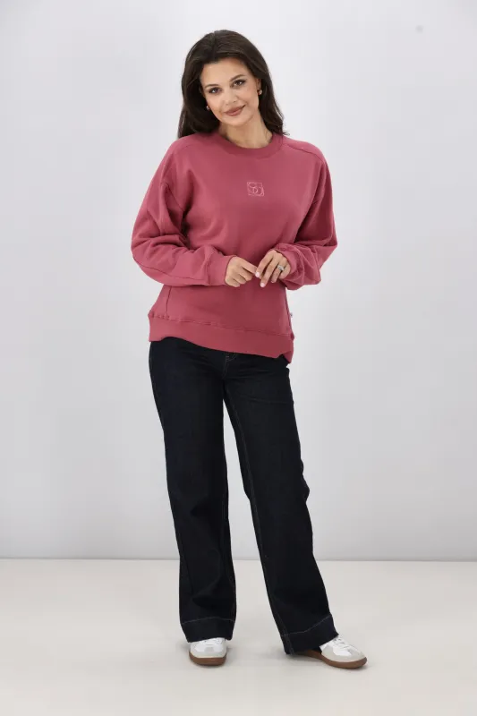 Shine On Essentials Monogrammed Crew Dusty Rose sold by Shine On