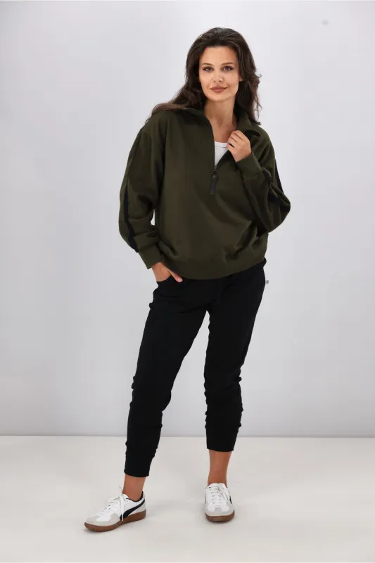 Shine On Essentials Panel 1/4 Zip Olive sold by Shine On