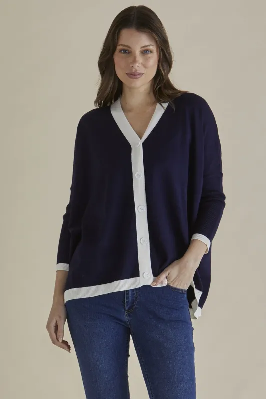 Betty Basics Hampton Cardigan Navy sold by Shine On
