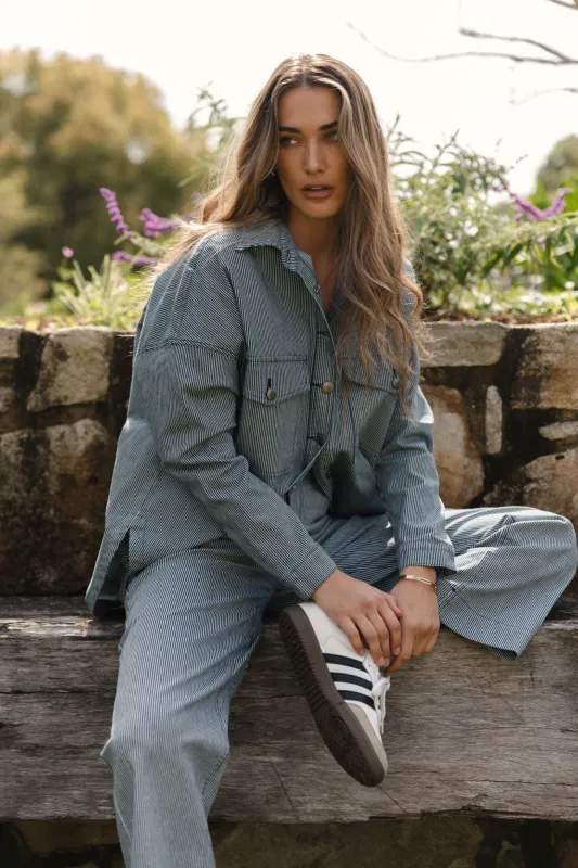 Betty Basics Cherry Denim Shirt Pinstripe sold by Shine On