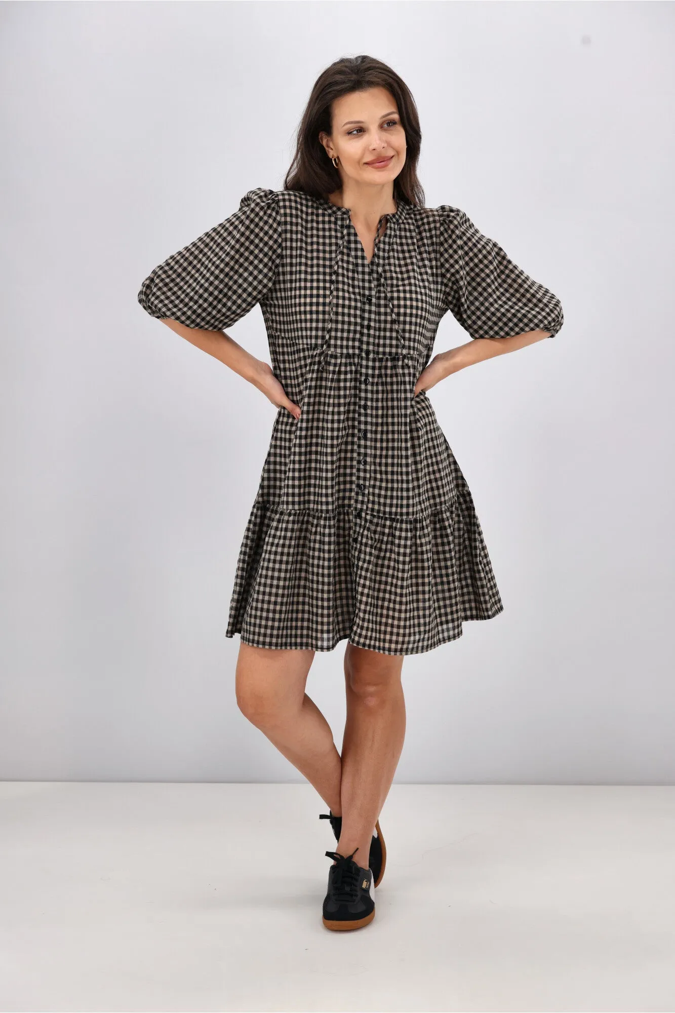 Shine On Label Eve Mini Dress Black Check sold by Shine On