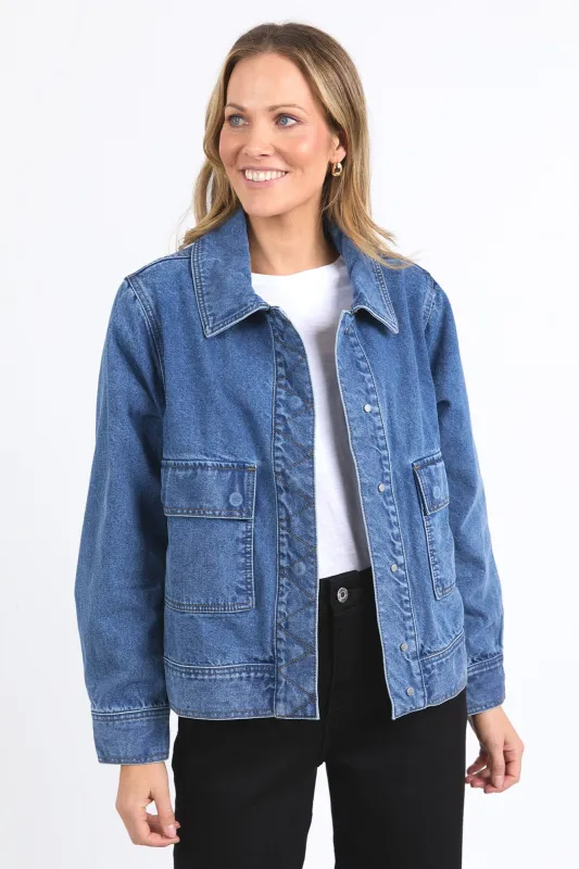 Elm Hunter Denim Jacket Mid Blue Wash sold by Shine On