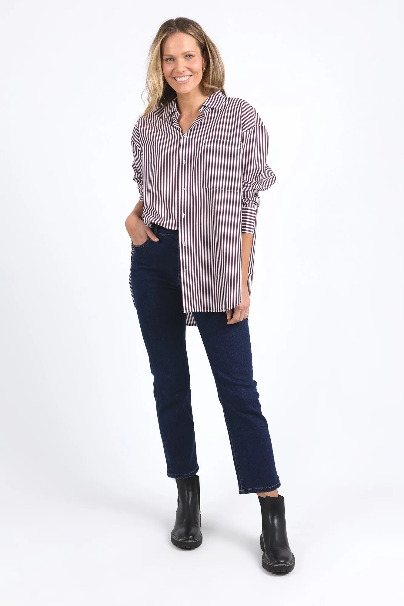 Elm Lila Stripe Shirt Merlot White Stripe sold by Shine On product image thumbnail 2