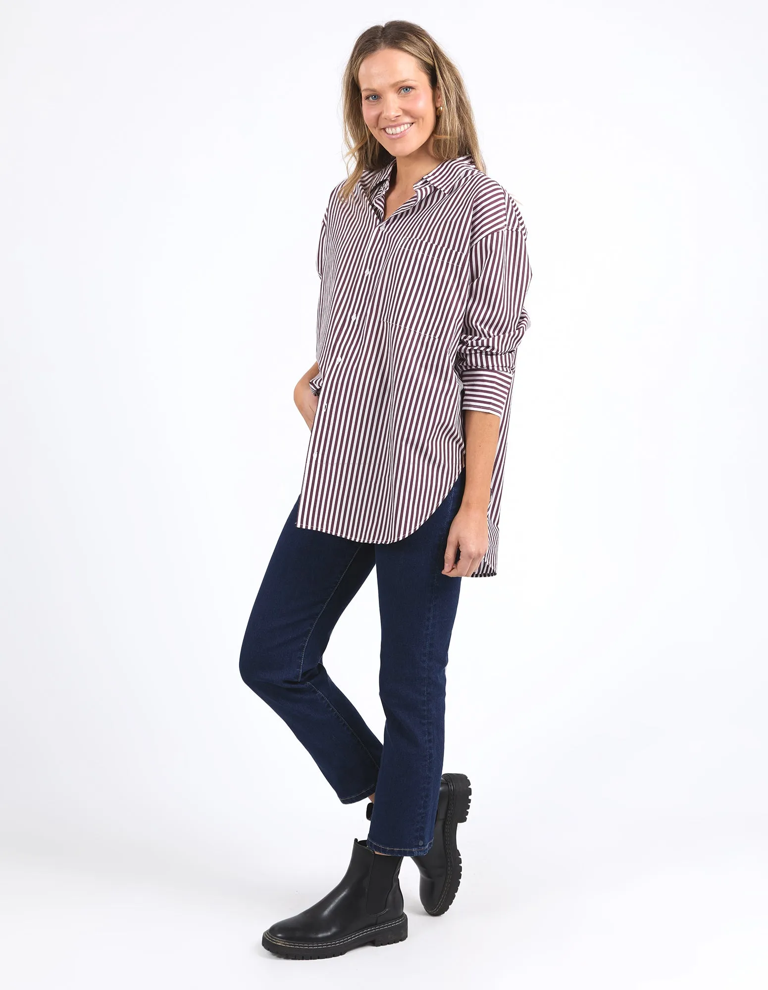 Elm Lila Stripe Shirt Merlot White Stripe sold by Shine On product image thumbnail 3