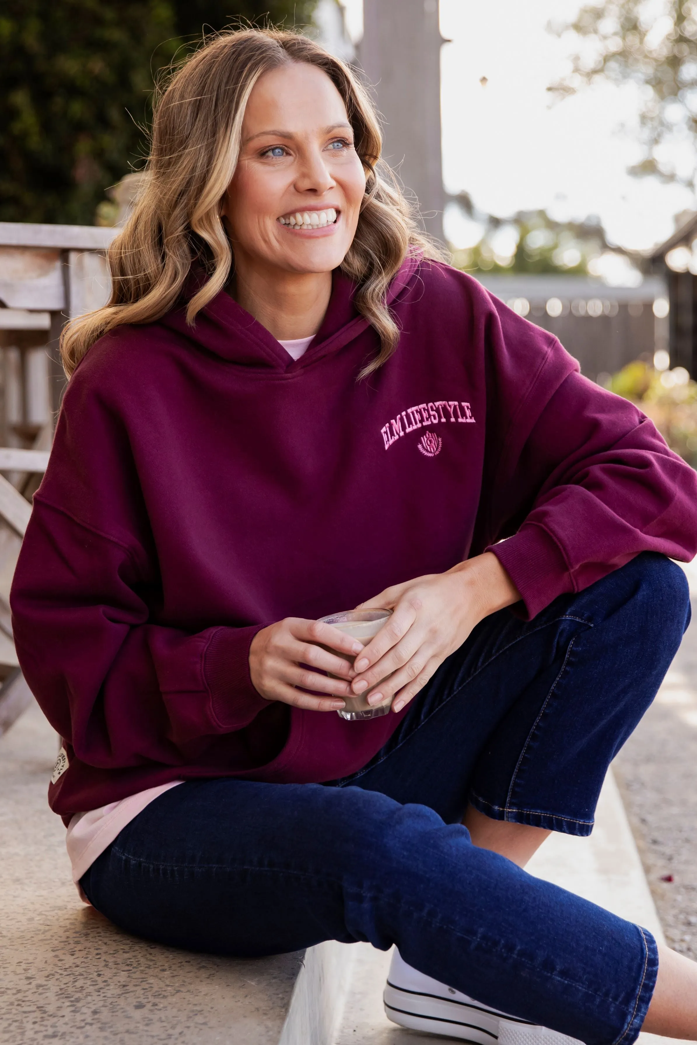 Elm College Hoodie Merlot sold by Shine On