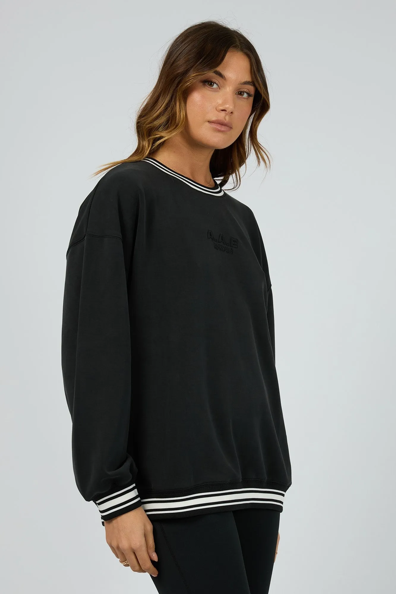All About Eve Luxe Active College Crew Sweater Black sold by Shine On product image thumbnail 2