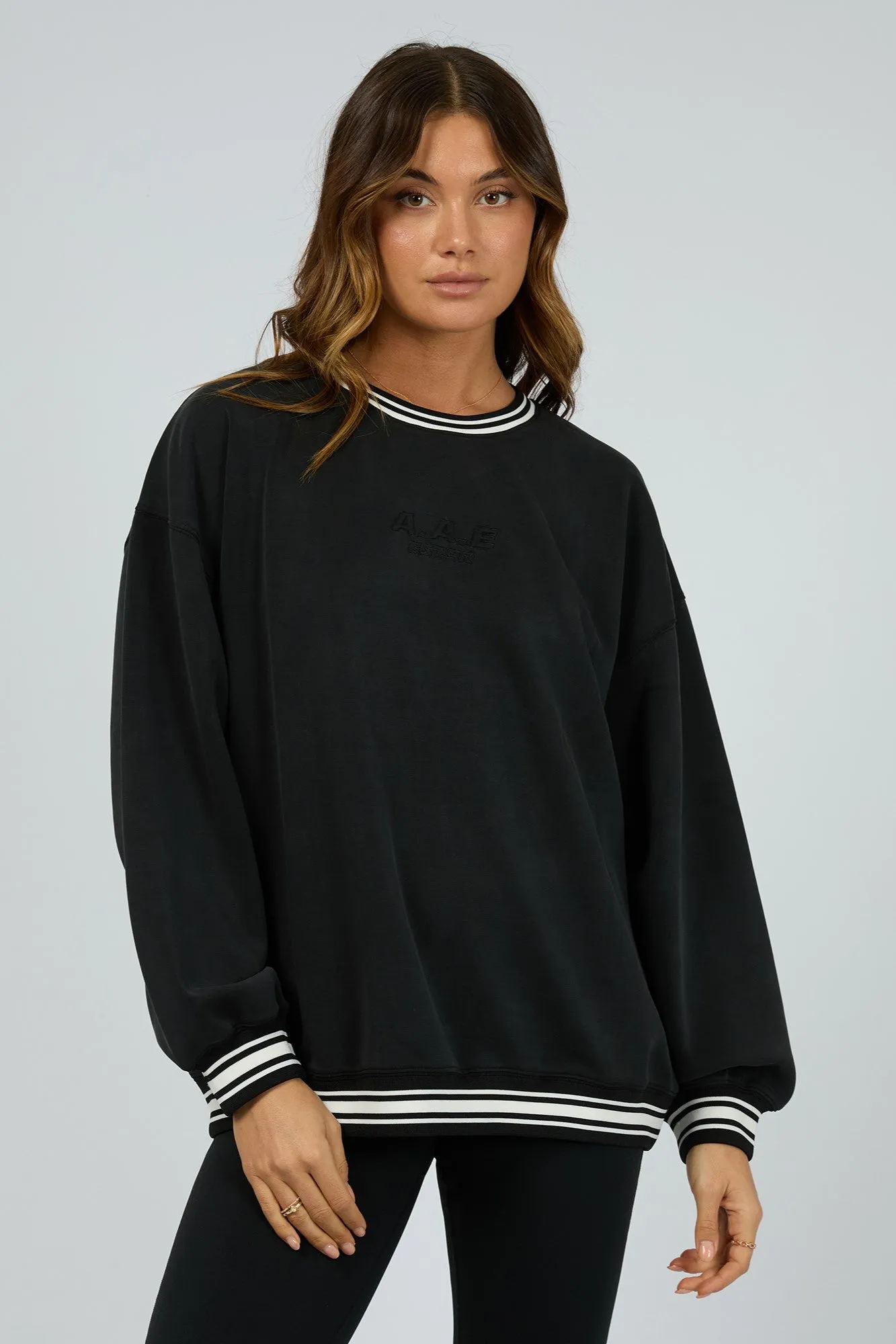 All About Eve Luxe Active College Crew Sweater Black sold by Shine On