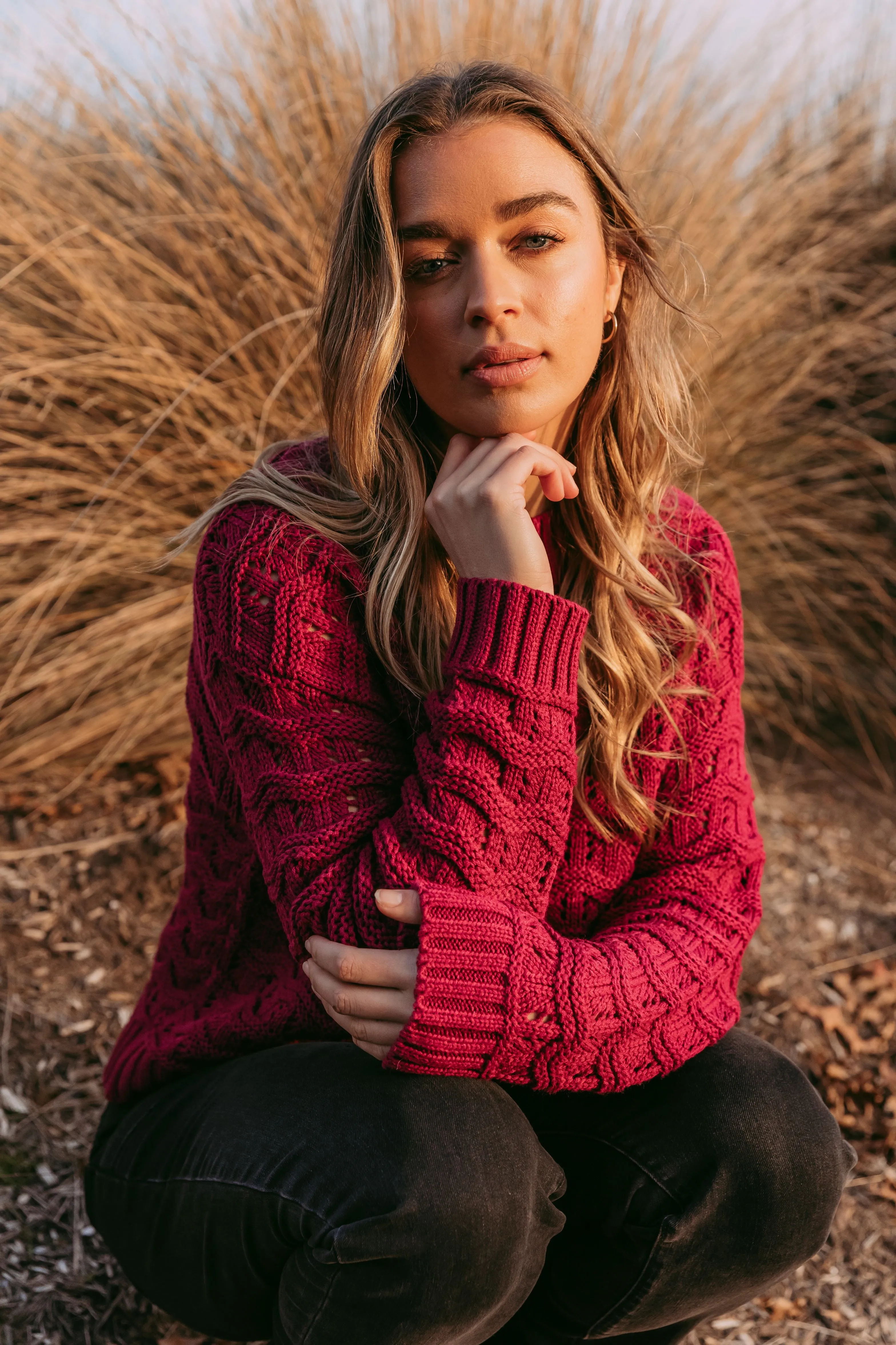 Foxwood Carter Knit Beetroot Red sold by Shine On
