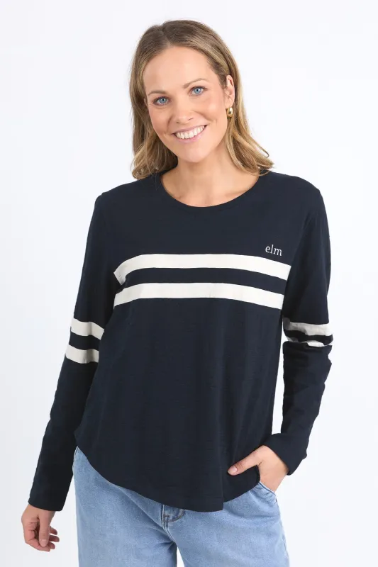 Elm Adora Long Sleeve Tee Navy sold by Shine On