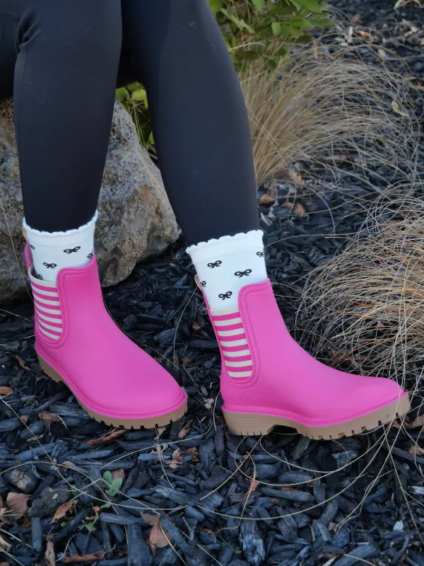 Diana Ferrari Laurina Gumboot Fuchsia Stripe sold by Shine On