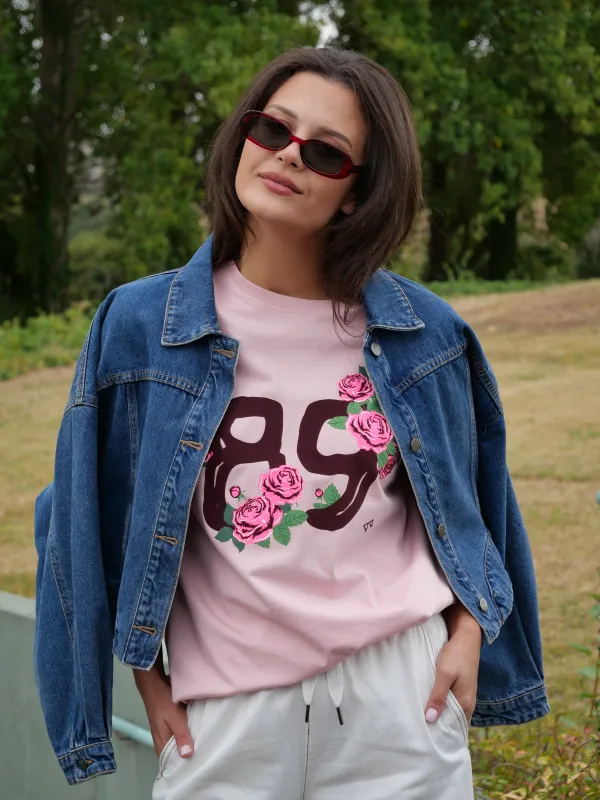 Rebel Club Collegiate 89 Boyfriend Tee Pink sold by Shine On