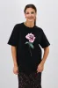 Rebel Club Romance Rose Boyfriend Tee Black sold by Shine On
