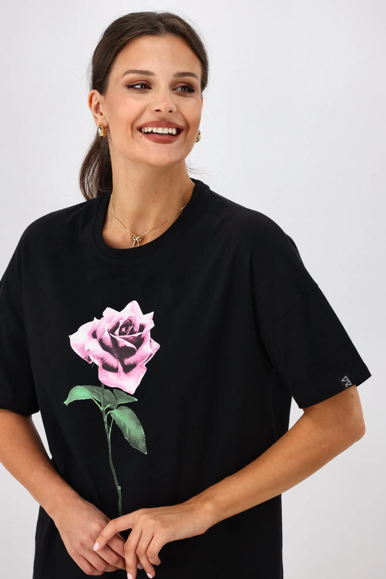 Rebel Club Romance Rose Boyfriend Tee Black sold by Shine On product image thumbnail 2