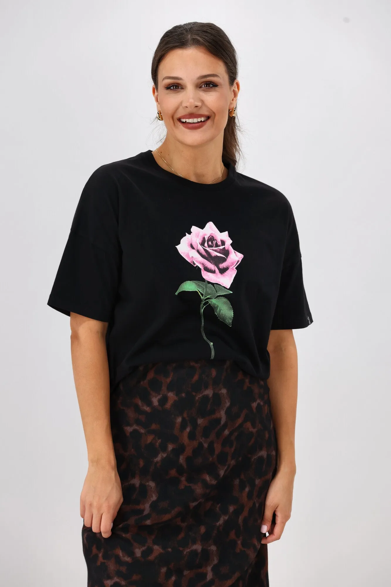 Rebel Club Romance Rose Boyfriend Tee Black sold by Shine On product image thumbnail 3