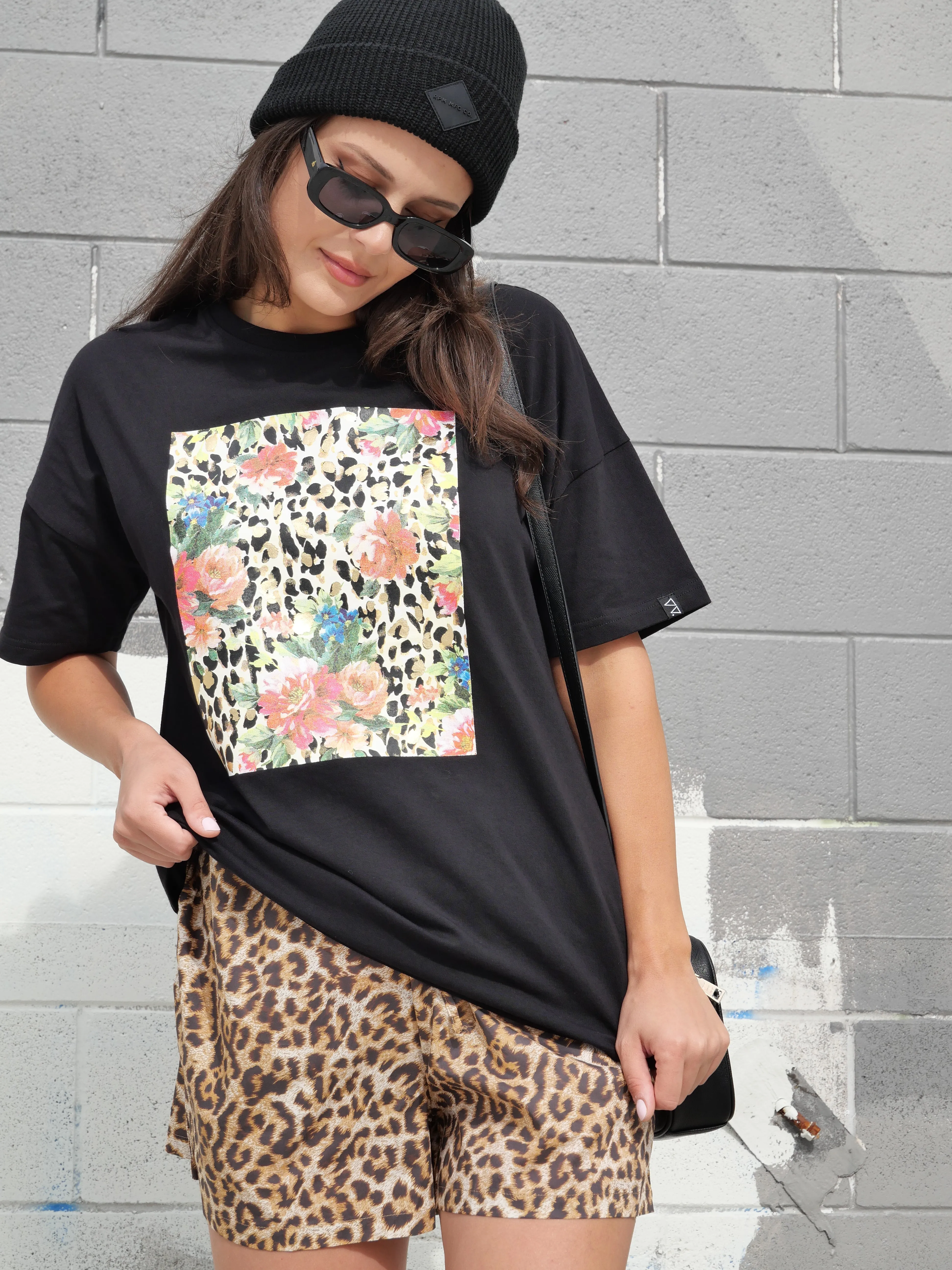 Rebel Club Leopard Dreams Block Boyfriend Tee Black sold by Shine On product image thumbnail 3