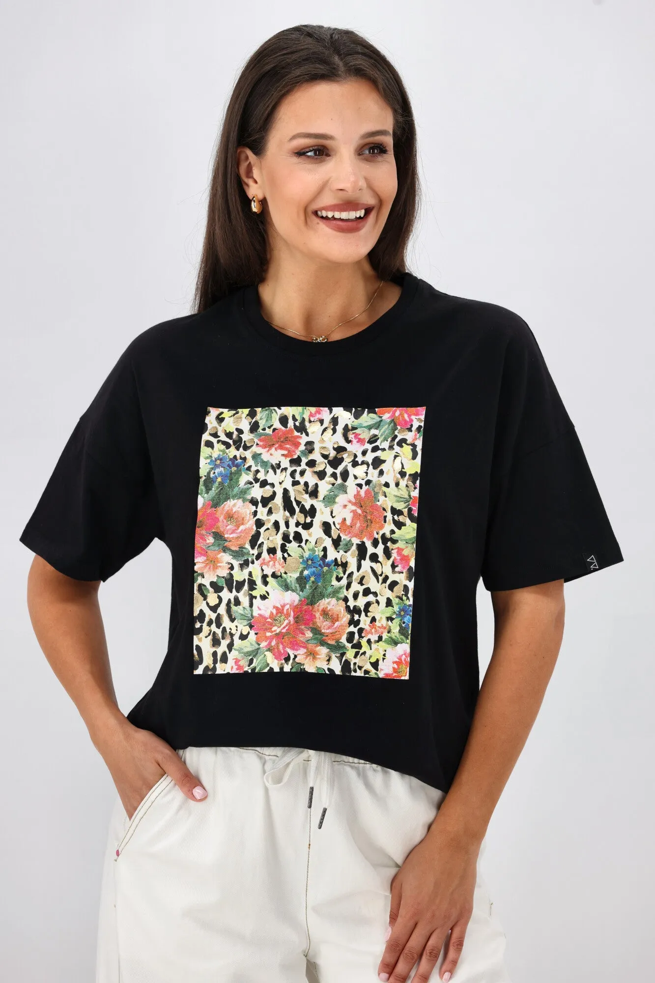 Rebel Club Leopard Dreams Block Boyfriend Tee Black sold by Shine On product image thumbnail 2