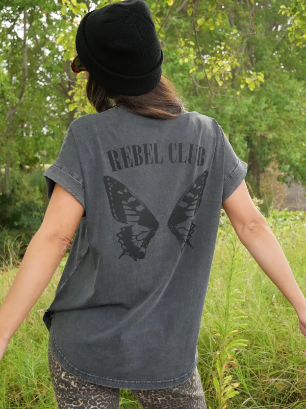 Rebel Club Butterfly Wings Capsleeve Tee Acid Black sold by Shine On