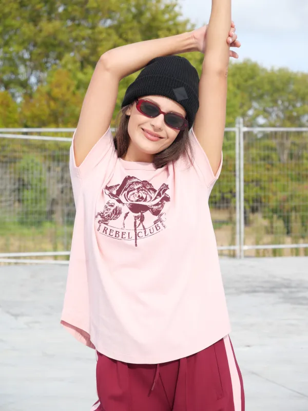 Rebel Club Merlot Rose Capsleeve Tee Pink sold by Shine On