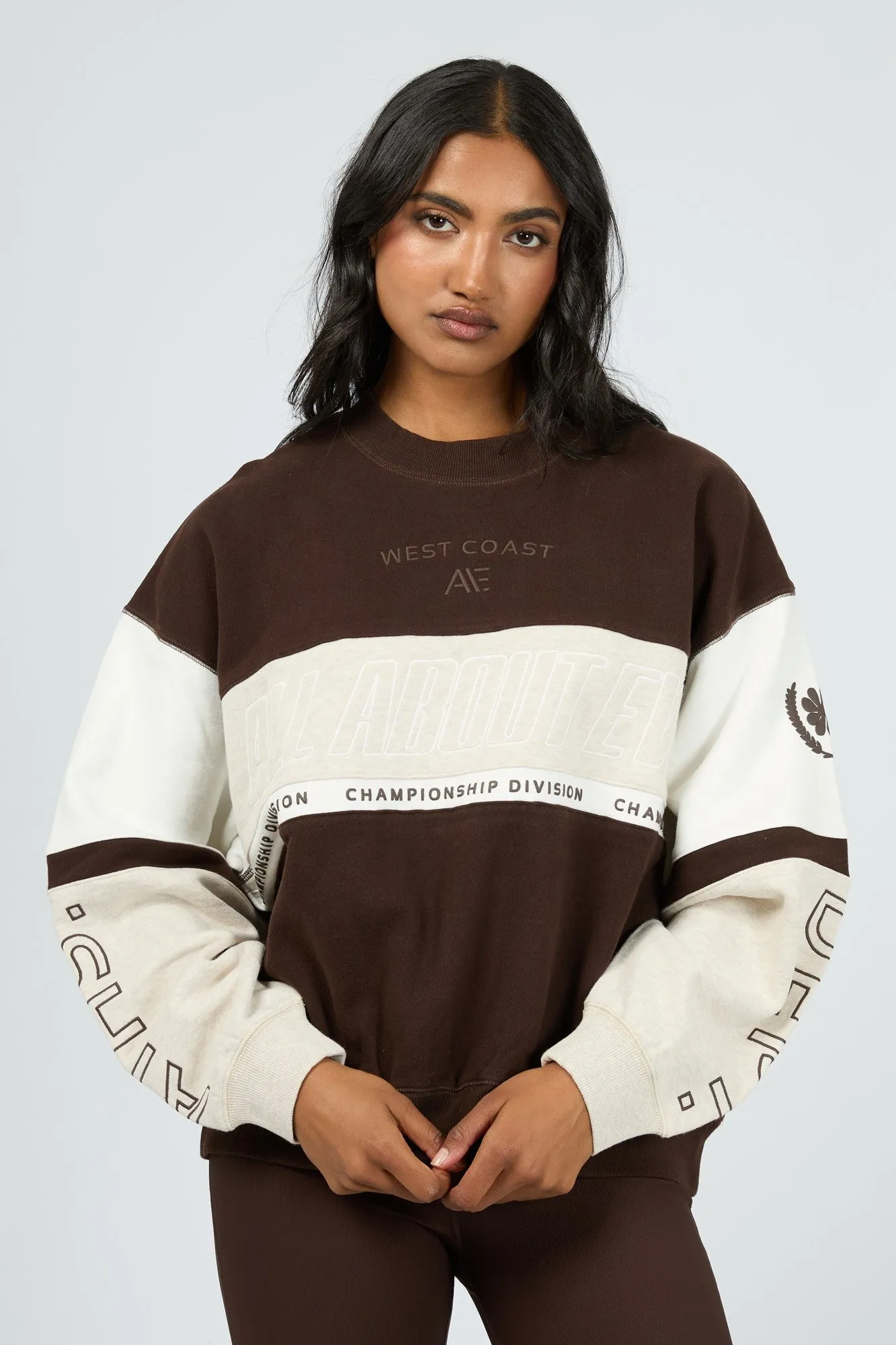 All About Eve Performance Slouch Panel Crew Brown sold by Shine On