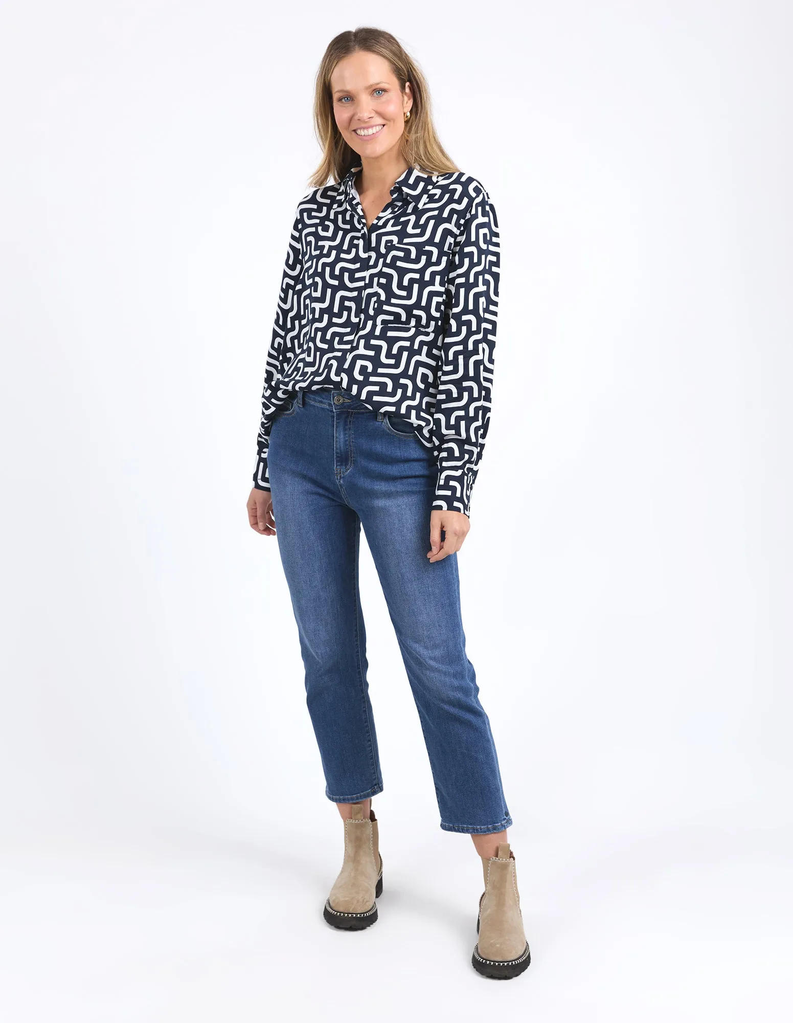 Elm Gemma Geo Shirt Navy Geo Print sold by Shine On product image thumbnail 4