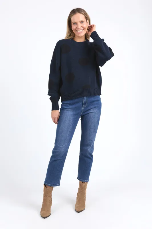 Elm Aggie Spot Knit Navy Spot sold by Shine On