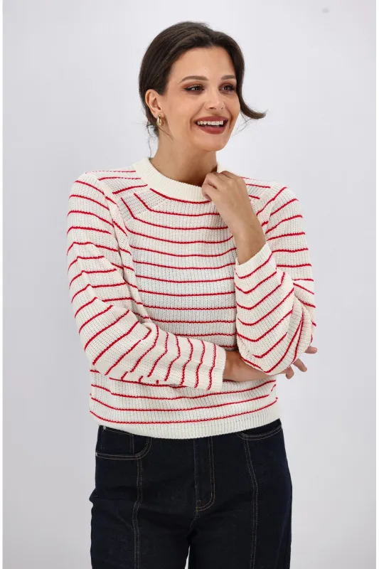 ONLY Base L/S O-Neck Pullover Knit Ski Patrol Stripes sold by Shine On