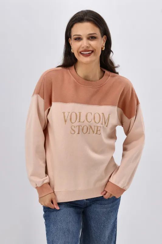 Volcom Stone Blocked Crew Champagne Gold sold by Shine On