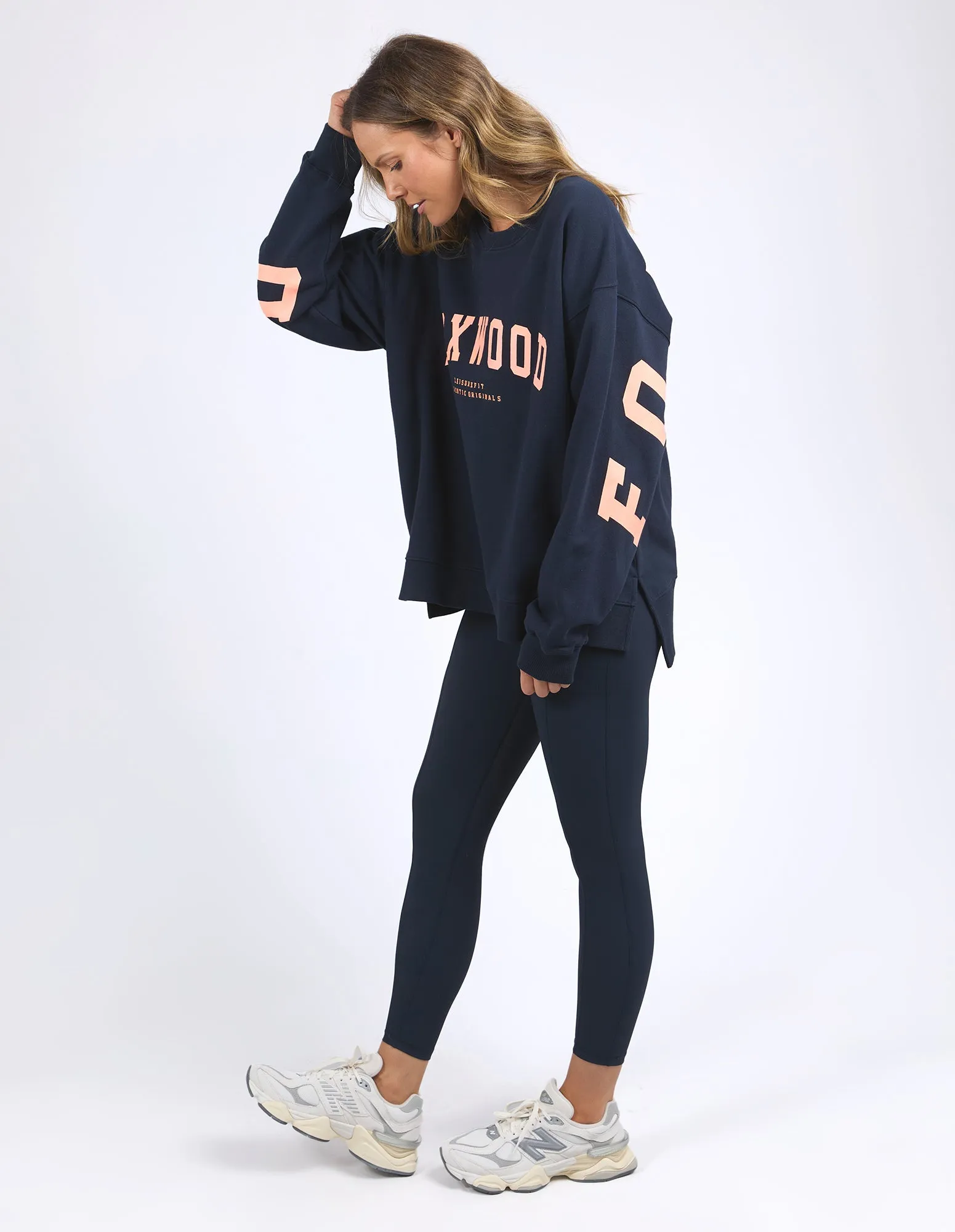 Foxwood Interval Crew Navy with Peach Print sold by Shine On product image thumbnail 5