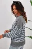 Alpine by Shine On Georgia Striped Merino Batwing Top Grey Marle Blue sold by Shine On