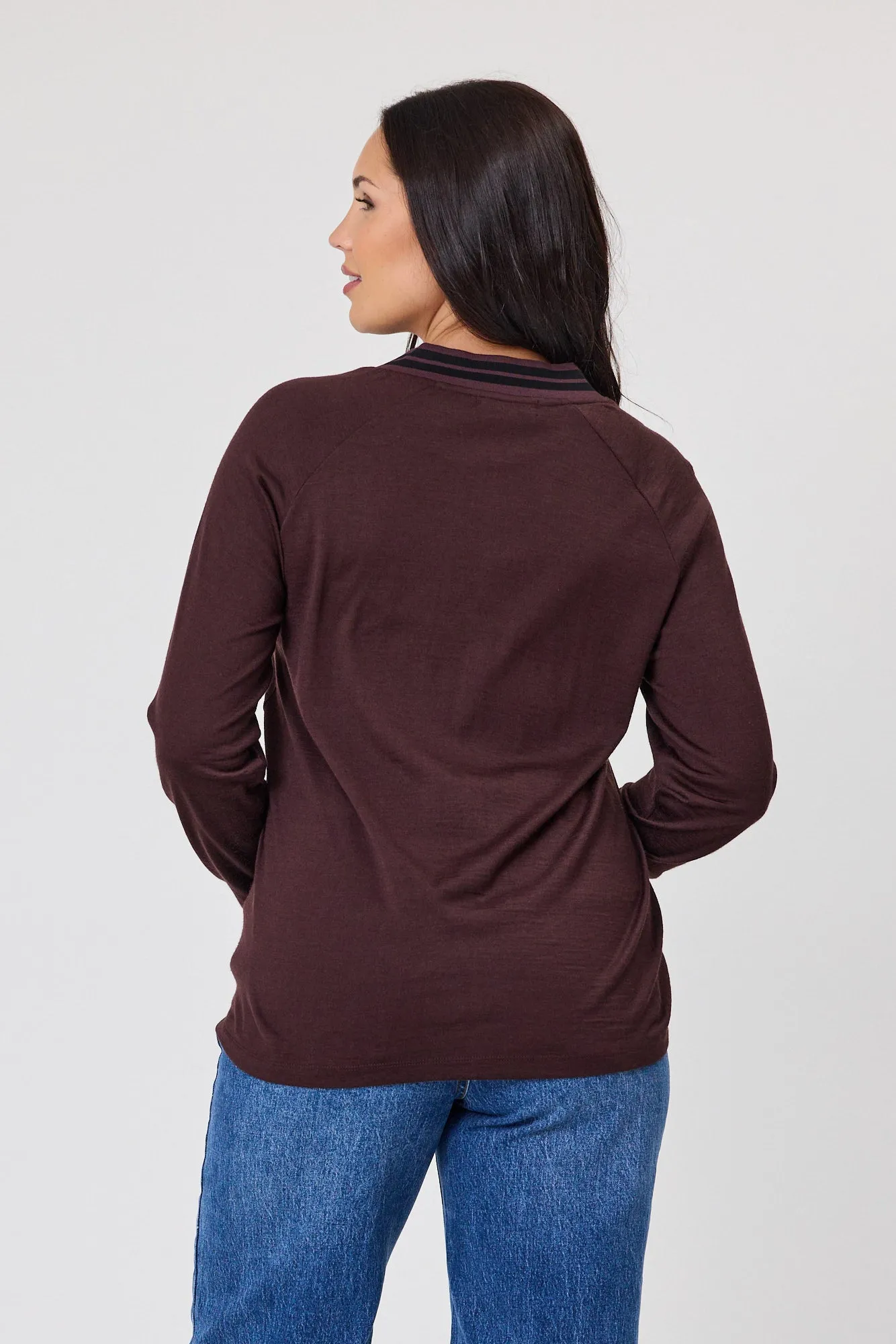 Alpine by Shine On Alberta Merino Sports Trim Top Chocolate sold by Shine On product image thumbnail 4