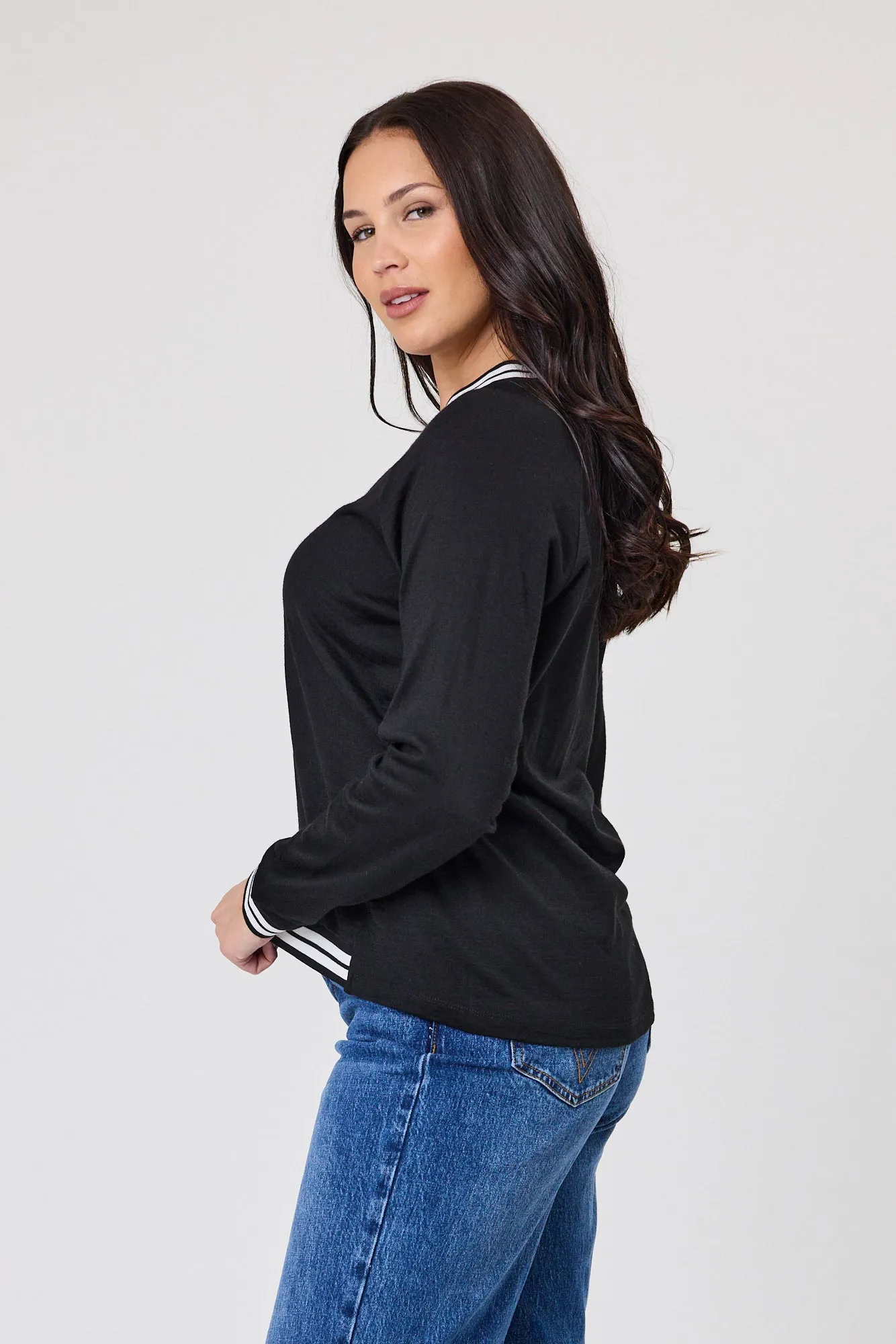 Alpine by Shine On Alberta Merino Sports Trim Top Black sold by Shine On product image thumbnail 3