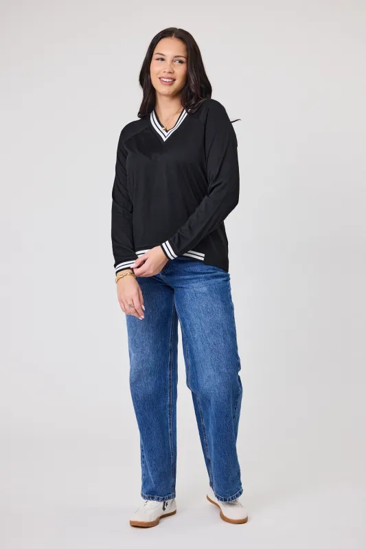 Alpine by Shine On Alberta Merino Sports Trim Top Black sold by Shine On