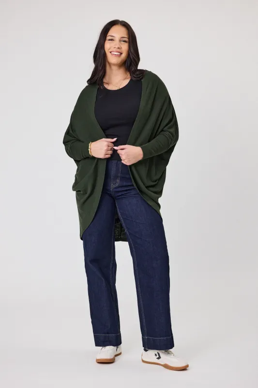 Alpine By Shine On Alaska Merino Drape Cardigan Olive sold by Shine On
