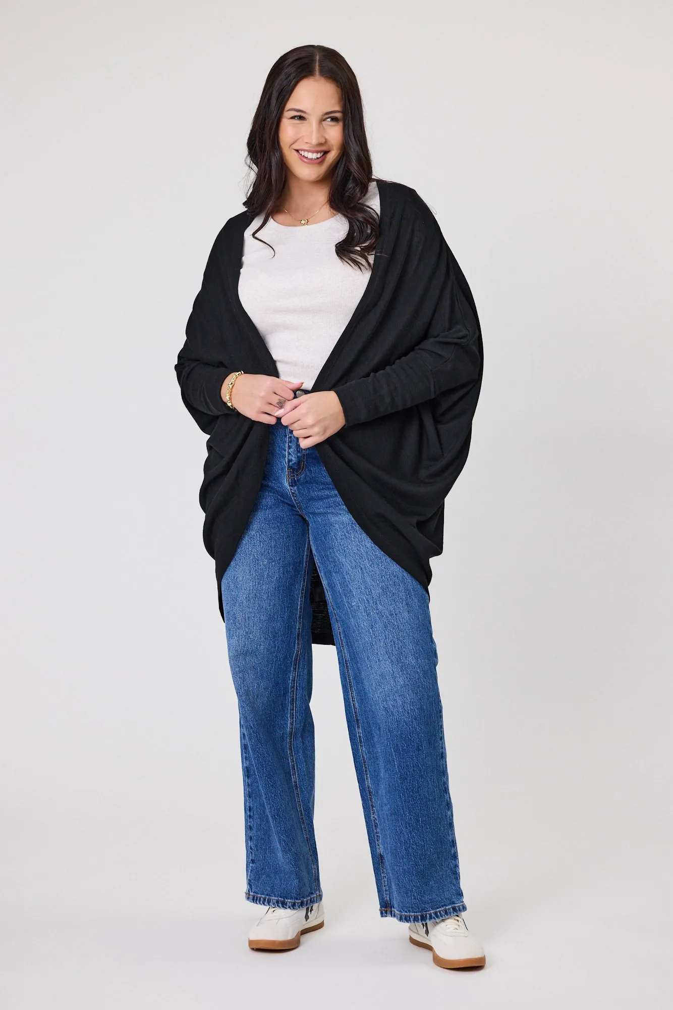 Alpine By Shine On Alaska Merino Drape Cardigan Black sold by Shine On