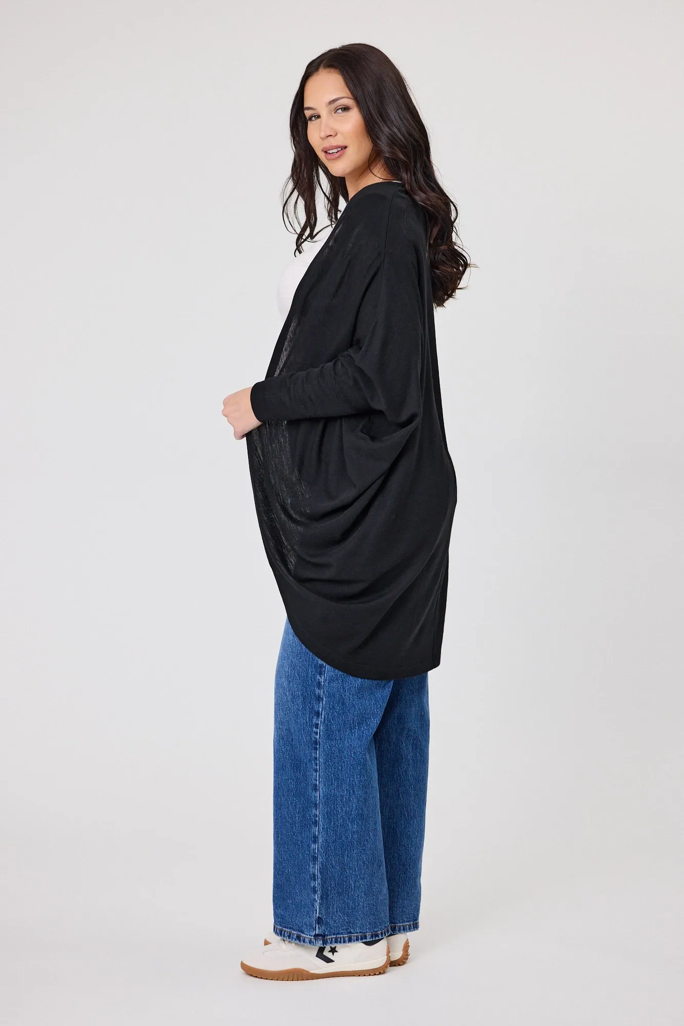 Alpine By Shine On Alaska Merino Drape Cardigan Black sold by Shine On product image thumbnail 2