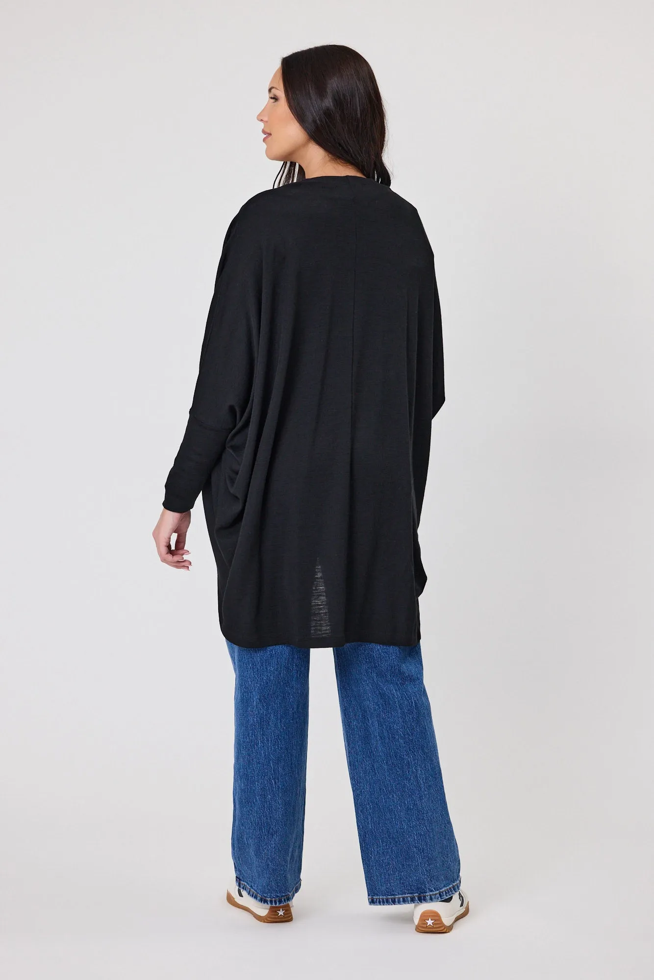 Alpine By Shine On Alaska Merino Drape Cardigan Black sold by Shine On product image thumbnail 3