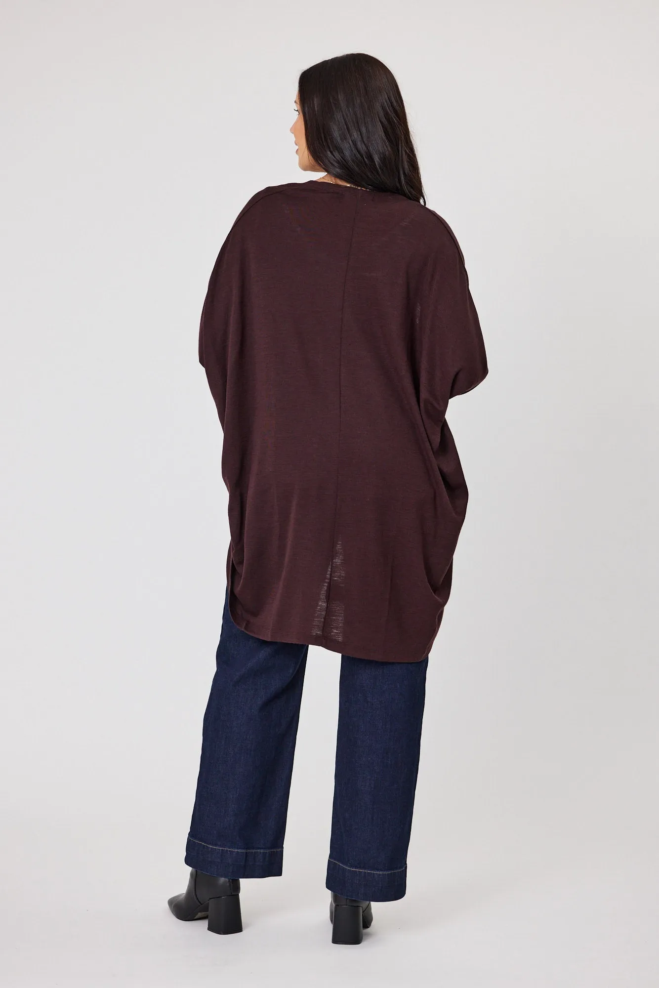 Alpine by Shine On Alaska Merino Drape Cardigan Chocolate sold by Shine On product image thumbnail 4