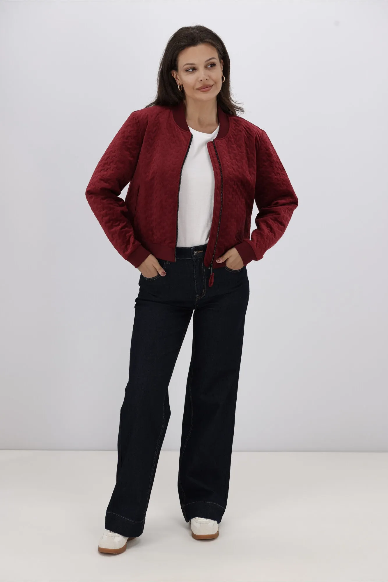 Gloss the Label James Quilted Velvet Bomber Jacket Deep Rose sold by Shine On product image thumbnail 4