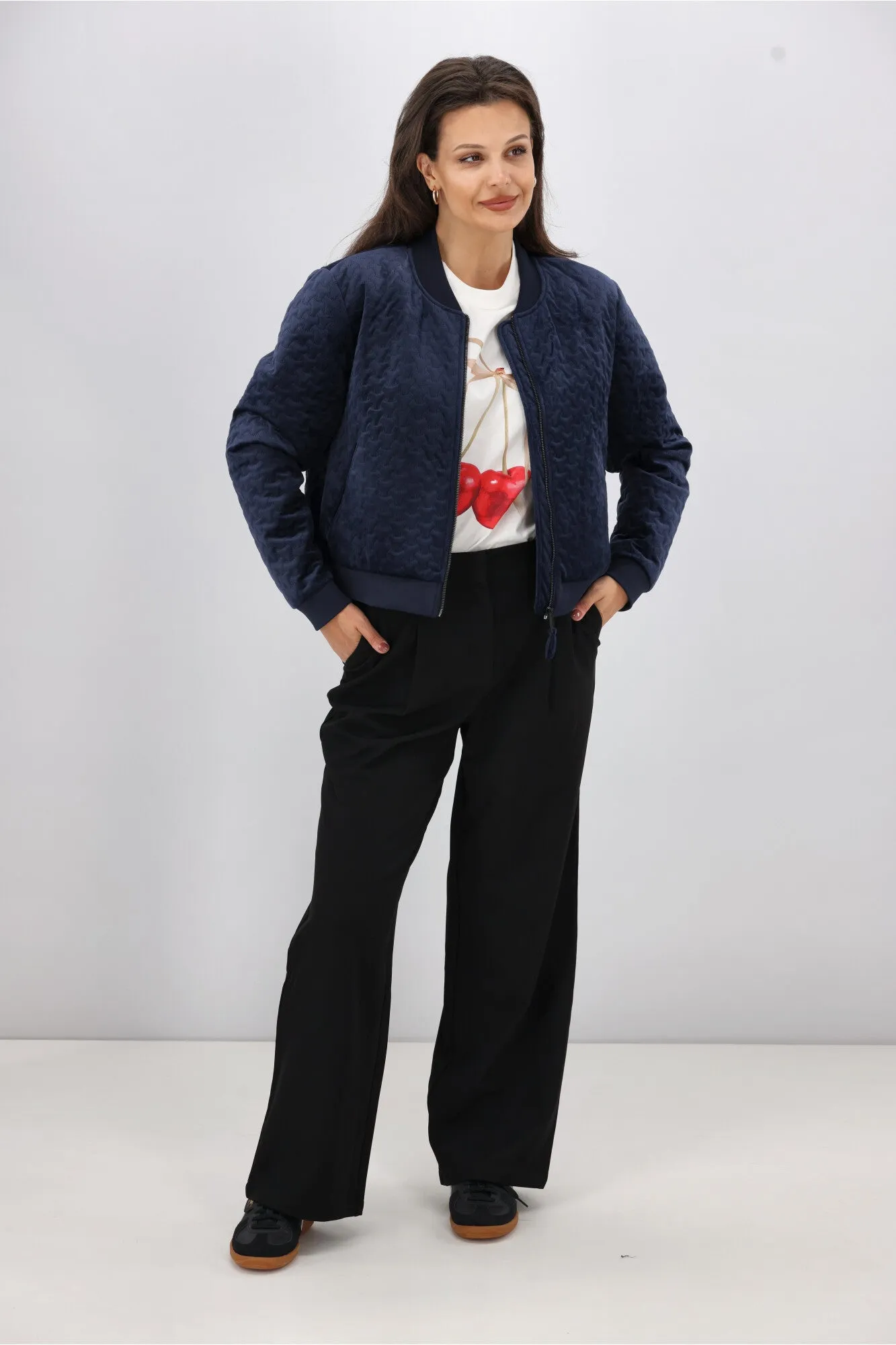 Gloss the Label James Quilted Velvet Bomber Jacket Ink sold by Shine On product image thumbnail 5