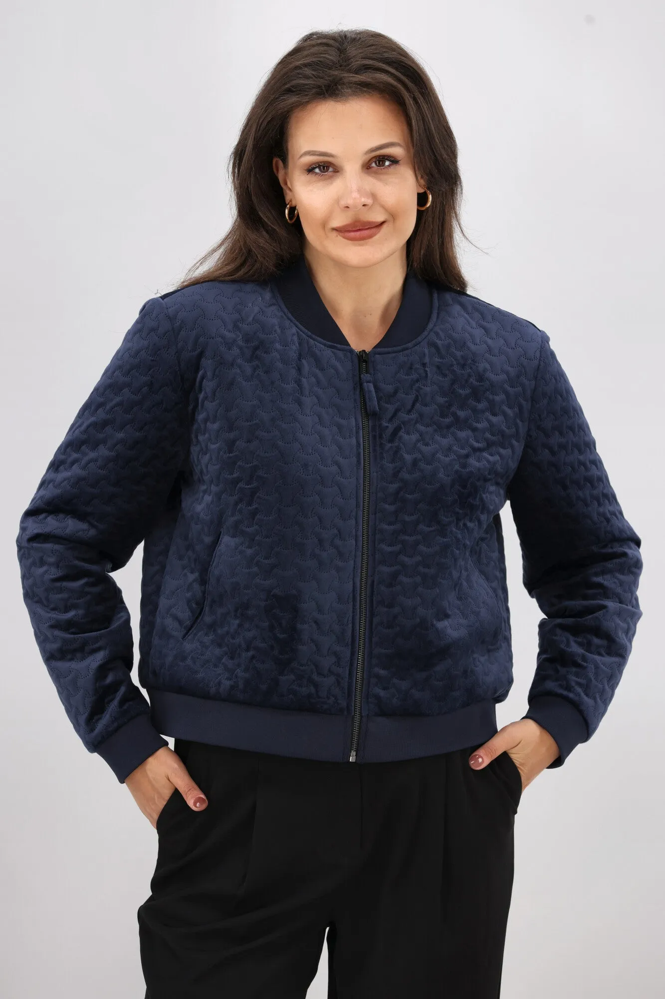 Gloss the Label James Quilted Velvet Bomber Jacket Ink sold by Shine On product image thumbnail 2