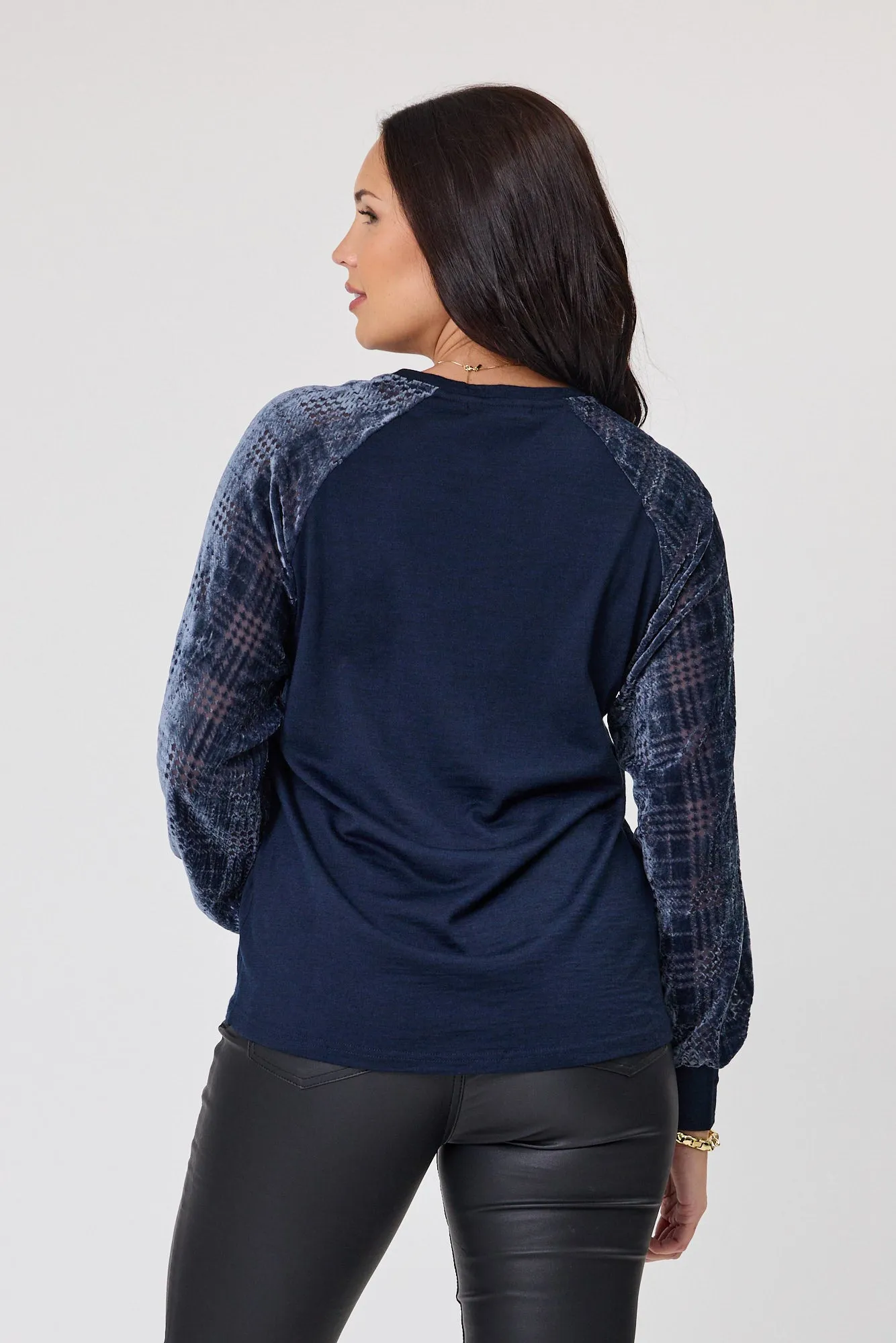 Alpine by Shine On Chantily Merino Flocked Sleeve Top Ink sold by Shine On product image thumbnail 4