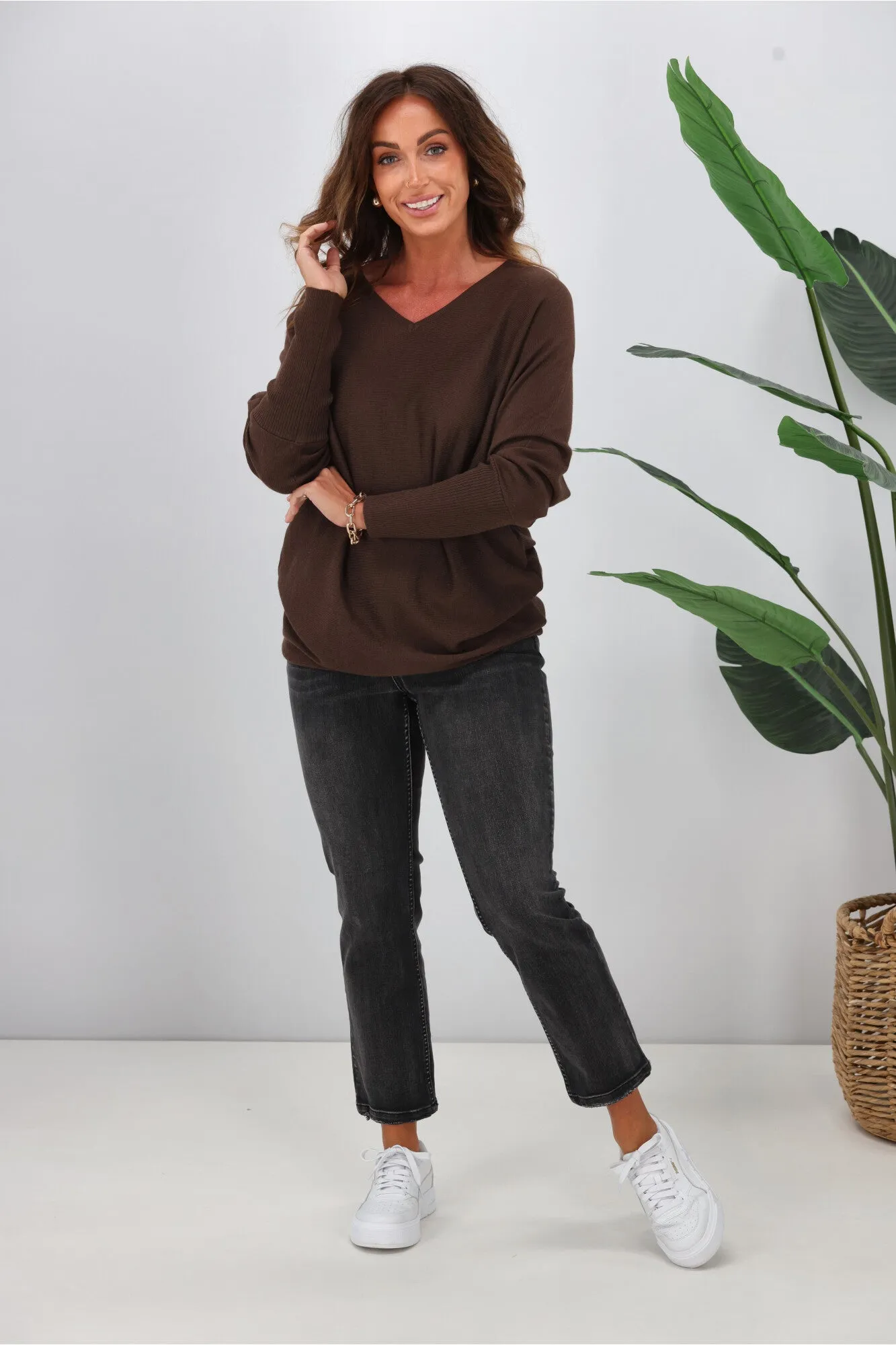 Alpine by Shine On Gigi Merino Batwing Top Chocolate sold by Shine On product image thumbnail 2