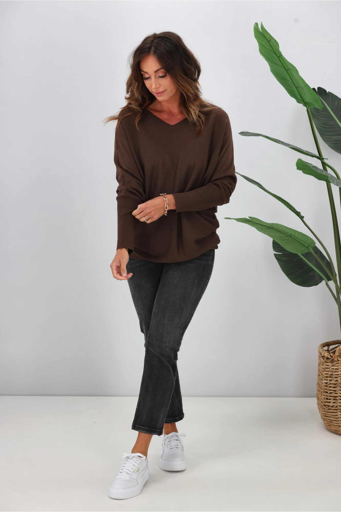 Alpine by Shine On Gigi Merino Batwing Top Chocolate sold by Shine On product image thumbnail 5