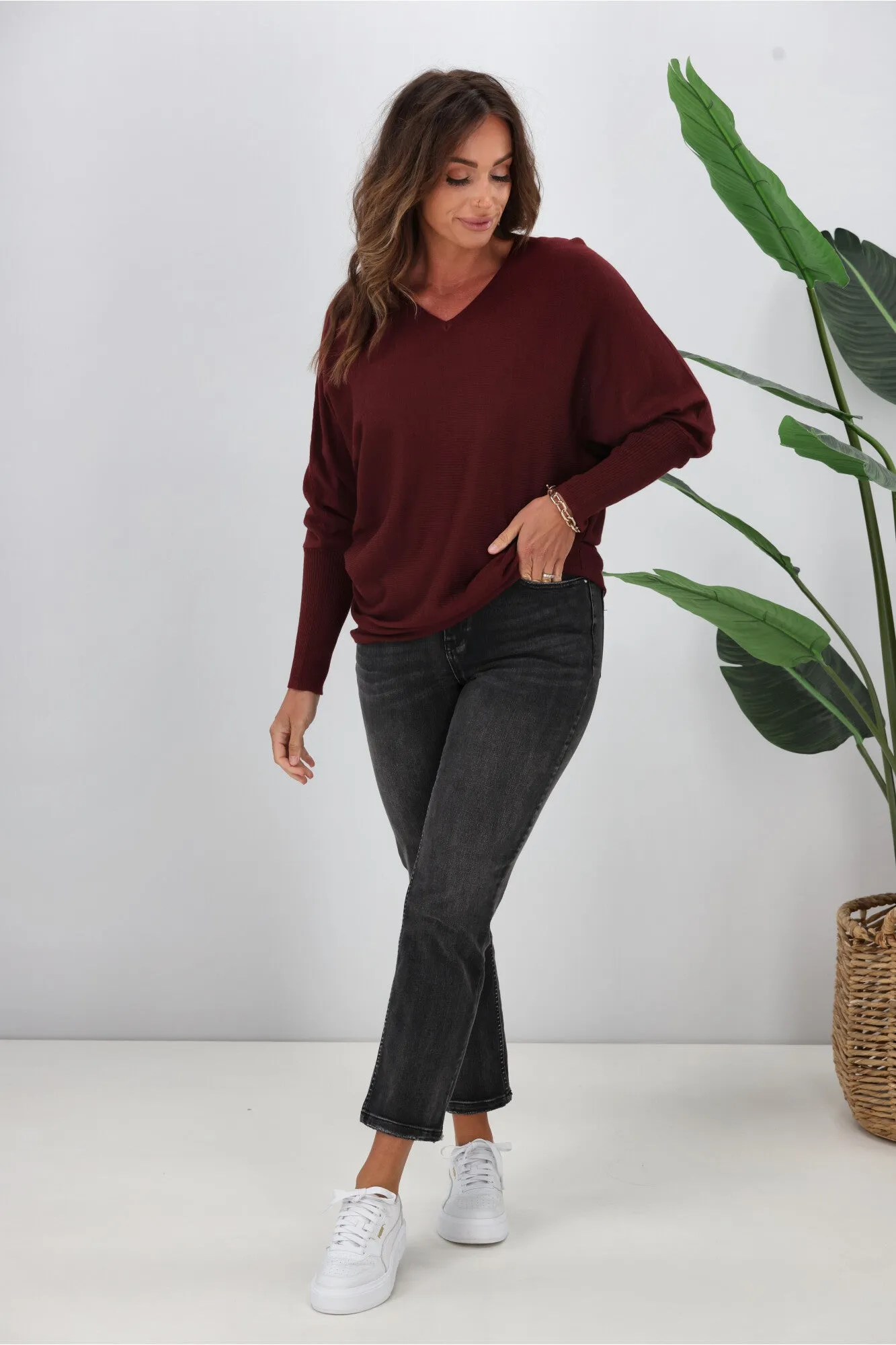 Alpine by Shine On Gigi Merino Batwing Top Claret sold by Shine On product image thumbnail 3