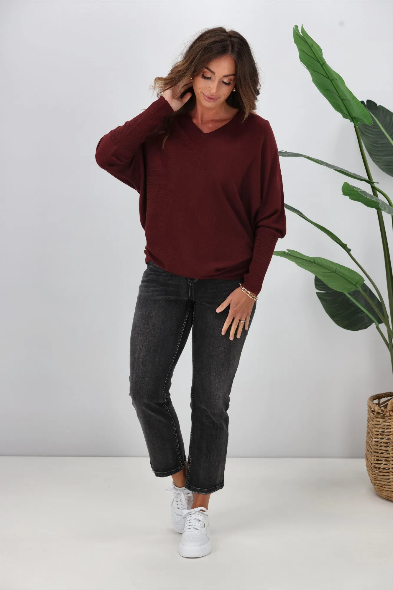 Alpine by Shine On Gigi Merino Batwing Top Claret sold by Shine On product image thumbnail 4