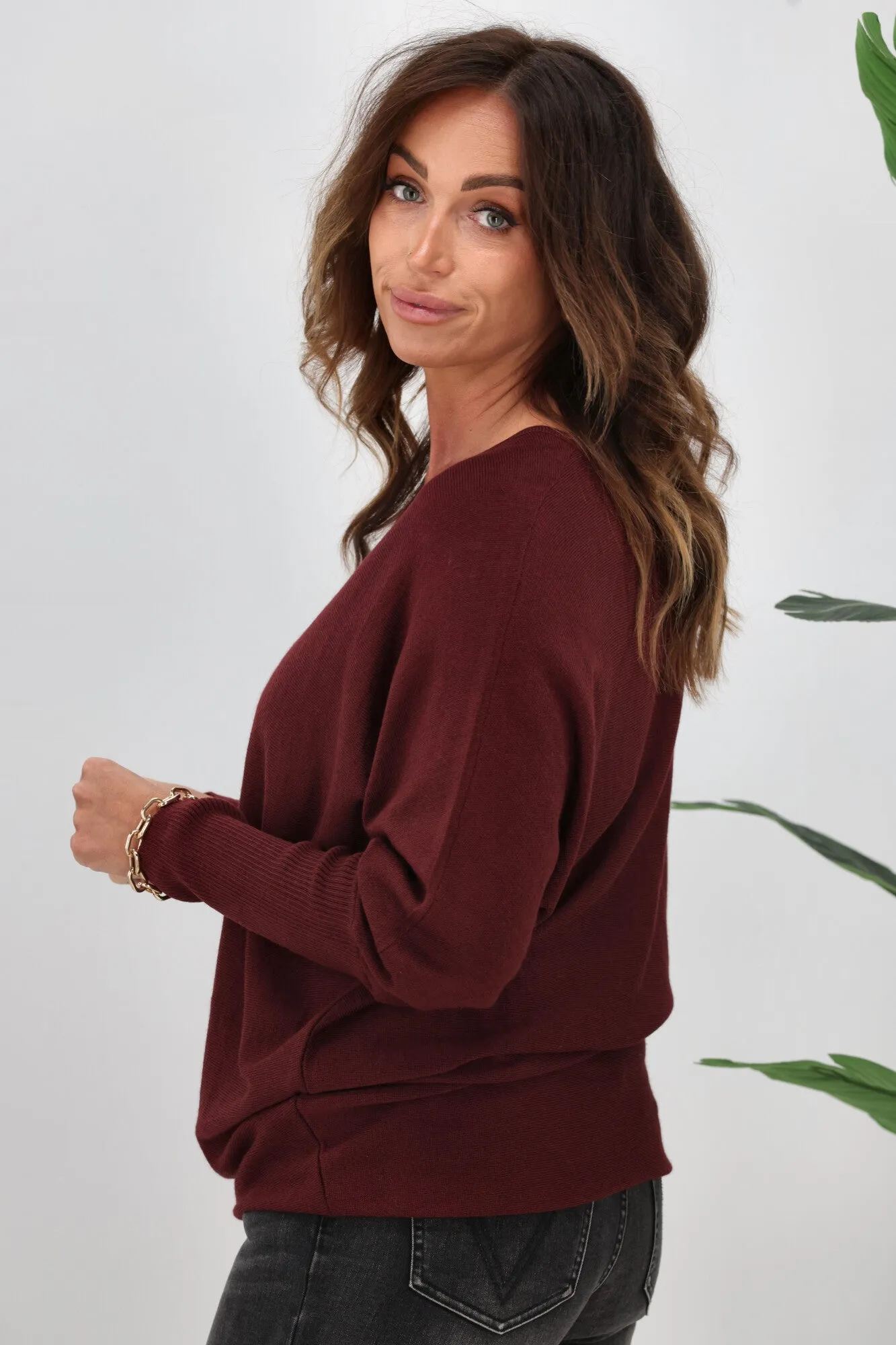 Alpine by Shine On Gigi Merino Batwing Top Claret sold by Shine On product image thumbnail 5