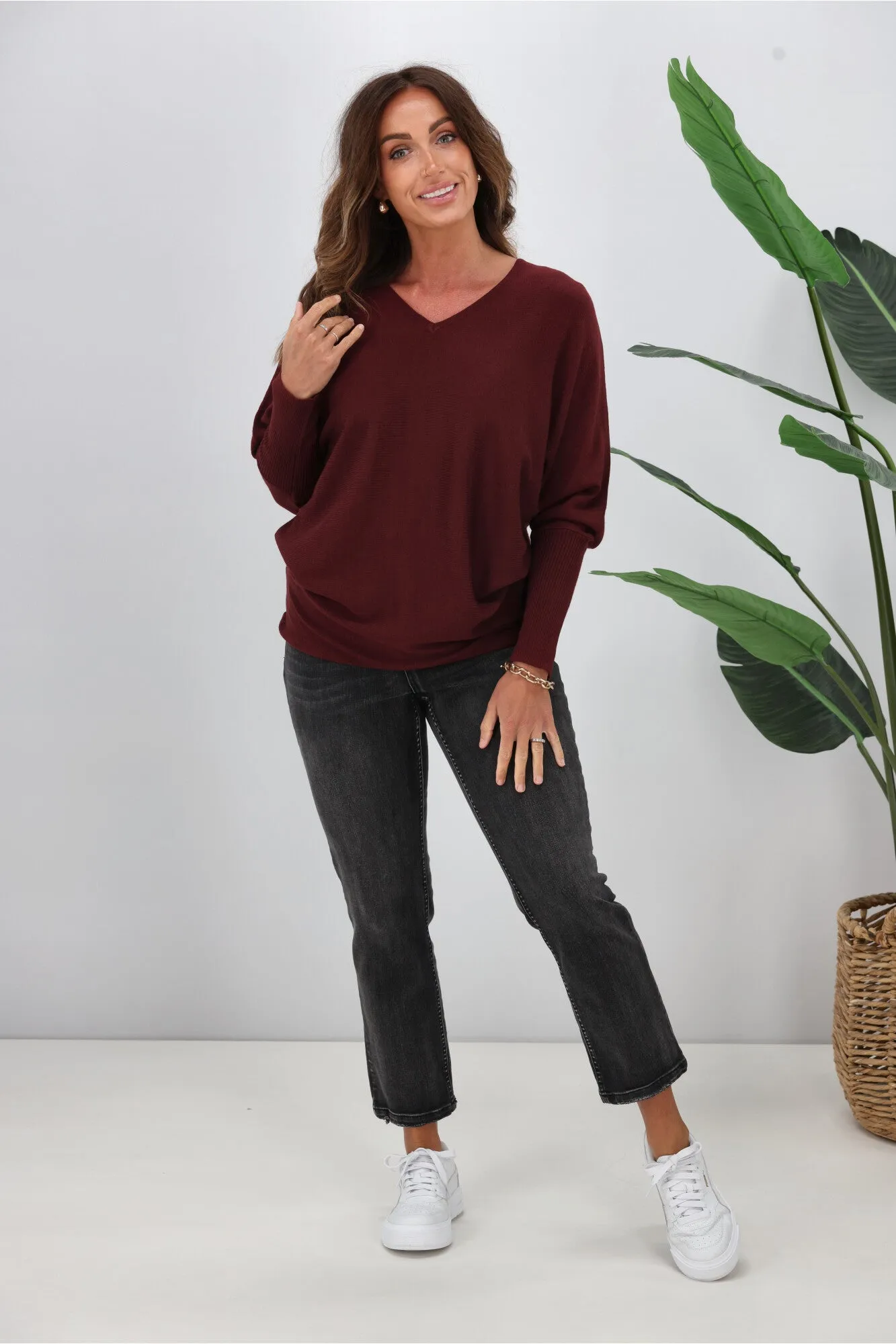 Alpine by Shine On Gigi Merino Batwing Top Claret sold by Shine On product image thumbnail 2